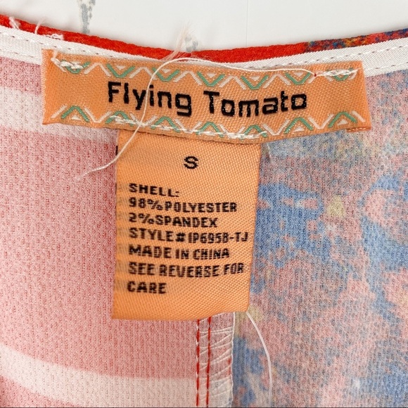 FLYING TOMATO Red Floral Faux Wrap Wide Leg Jumpsuit NWT Small - Picture 8 of 10